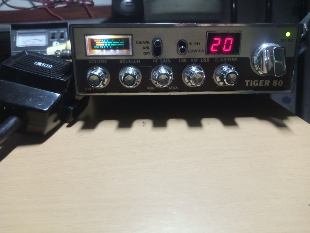 Tiger 80 CB Radio Transceiver with Microphone (Category: Microphones) located in Iloilo. Submitted by daryl_john2003 (Listing ID 1460448679, Image 1). Description: - Tiger 80 CB Radio - Includes microphone - Controls: Volume, Squelch, RF Gain, Clarifier open squelch - Modes: LSB, AM, USB - Channel Display: 40 channels - RX/TX Indicator Light: Green - Ready for your communication needs.