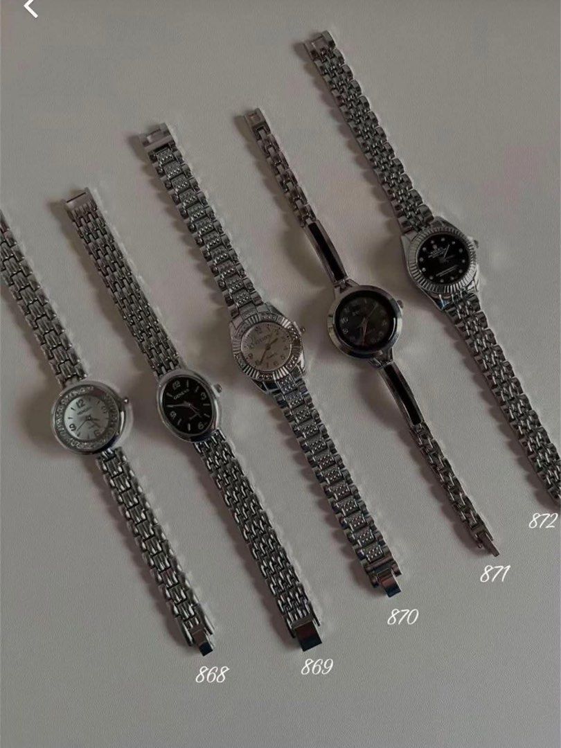 TRENDING LUX WATCH FOR RESELLERS (Category: Women's Watches) located in Manila. Submitted by helllodollie (Listing ID 1460315596, Image 3). Description: TRENDING LUX WATCH WITH FREE BOX✨ - what u see is what u get!!!! ₱175 min. 10 ₱160 min. 50 ₱130 min. 100 ₱120 bulk • with free box • auto assorted • dami premium design- Variety of stylish women's watches - Options include gold-tone metal bands with decorative links and charms - Leather strap opt