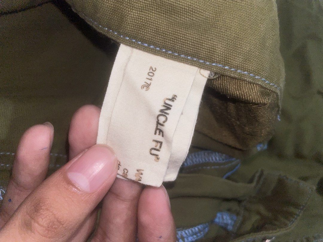 UNCLE FU Amekaji pants (Category: Jeans) located in Batangas. Submitted by constantine.archives (Listing ID 1460397500, Image 3). Description: 34 Waist Length, Adjustable with the strap sa likod, 10.5in hem, 32.5 Length.
