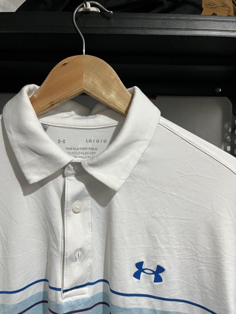 Under Armour - Playoff Polo Shirt (Category: Tshirts & Polo Shirts ) located in Virac. Submitted by _thecave (Listing ID 1460378737, Image 3). Description: Under Armour - Playoff Polo Shirt Good as new 9.8/10 Color Rate No Issue Tagged Size: L Width: 21 Length: 29.