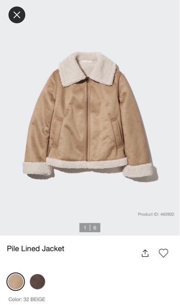 Uniqlo Pile Lined Jacket - Beige - Size L (Category: Coats, Jackets and Outerwear) located in Paranaque City. Submitted by chubby.bunny (Listing ID 1460486987, Image 2). Description: Uniqlo Pile Lined Jacket (Beige) - Size L Brand new, never used. Tag still attached. Originally bought for ₽3,490 - letting it go for a reasonable price! Super warm and cozy with soft fleece lining - perfect for travel or cold weather. Color: Beige .