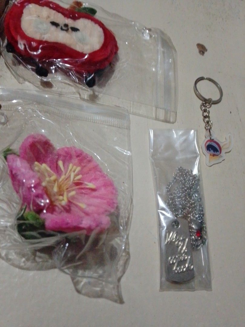 Unofficial Love and Deep Space Caleb Collection Set (Category: Designer & Blind Box Toys) located in Quezon City. Submitted by whitemoonrabbit (Listing ID 1460374552, Image 3). Description: this is one of my collections. inclusions: -A Customized made fuzzy apple and Caleb's flower motif. -his heavy silver tag with apple charm necklace "sealed" -mini keychain of chibi Caleb in his onesies. sold as a set. well stored in my collection case. locatio