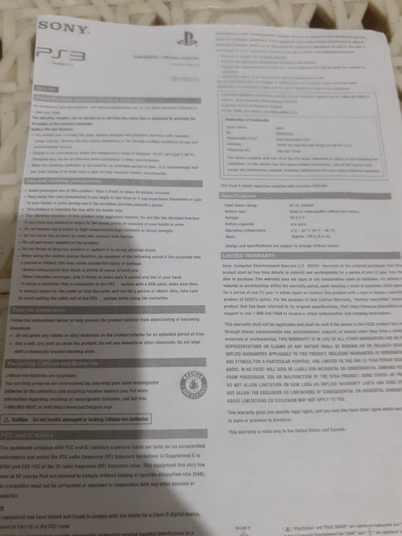 Untested Ps3 Controller (Category: PlayStation) located in Lipa City. Submitted by newriver_a7c3ea (Listing ID 1460330236, Image 3). Description: For sale as Untested or For Parts With box and Manual Original Ps3 Controller Msg.na lang sa me need Maganda siya pandisplay sa tindahan.