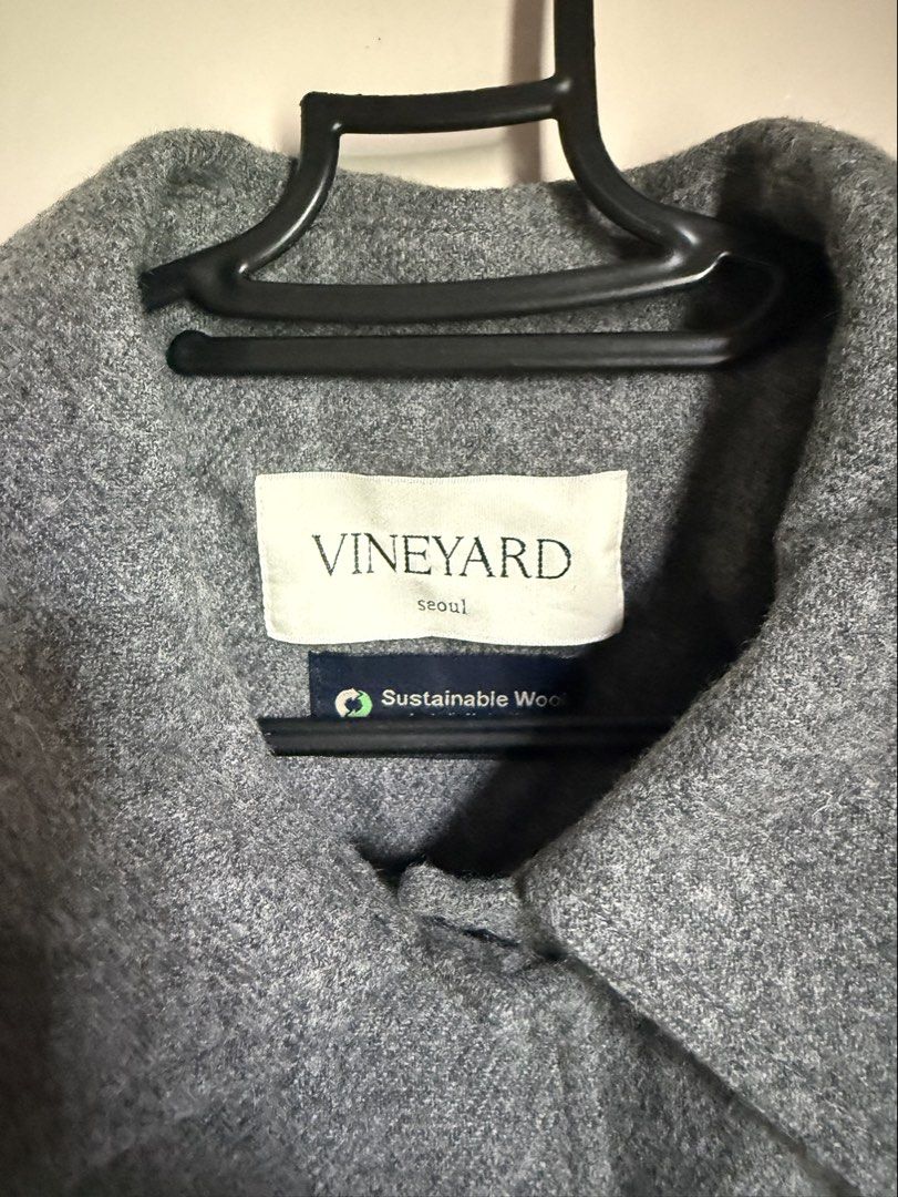 Vineyard Seoul Gray Wool Coach Jacket (Category: Coats, Jackets and Outerwear) located in Makati City. Submitted by nuria.shop (Listing ID 1460481901, Image 3). Description: ✈️ MOVING ABROAD SALE — EVERYTHING MUST GO! 🌍 Decluttering because I’ll be moving abroad soon! 🥹 Selling my things at affordable prices 🙂 ITEM: Vineyard Seoul Coach Jacket PRICE: ₱799 CONDITION: Preloved DETAILS: Gray Coach Jacket, Double Lined Wool Jacket, Made from Susta