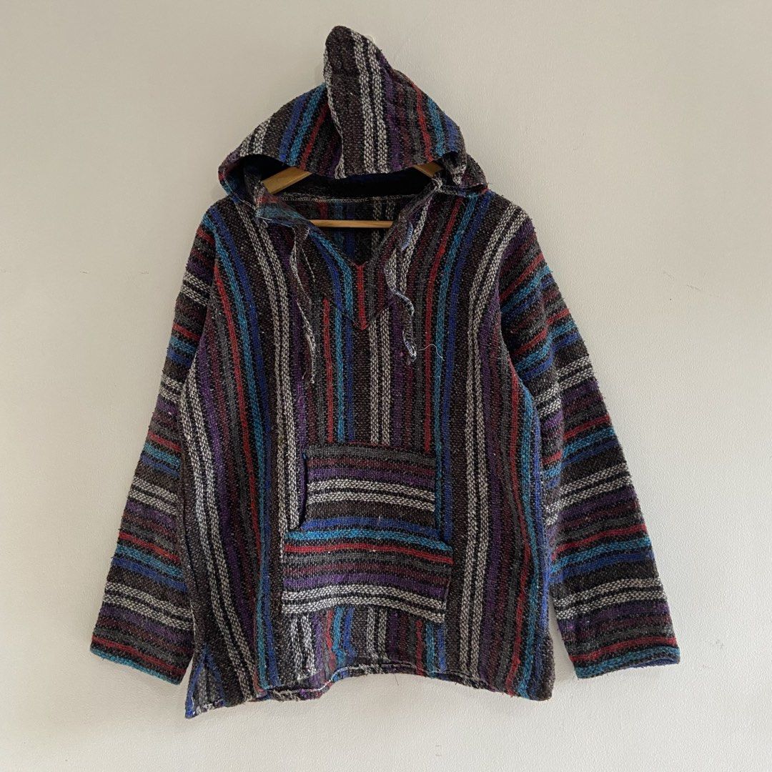 Vintage Baja Woven Hoodie - Multi-Color Pattern (Category: Coats, Jackets and Outerwear) located in Angeles City. Submitted by eriellynngotvintage (Listing ID 1460389725, Image 1). Description: 23x28 Fits Large Good Condition. See photo for details 360 Angeles City Pampanga.