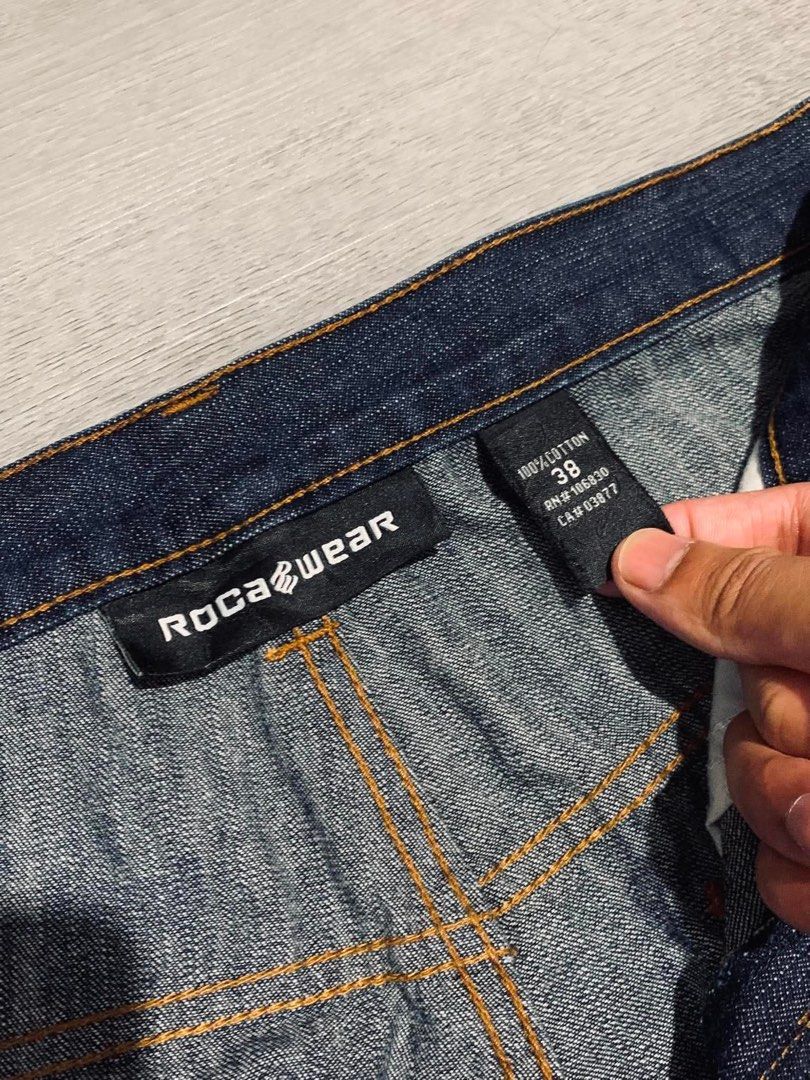 Vintage ROCAWEAR EMBROIDERY JORTS (Category: Shorts) located in Dasmarinas. Submitted by adriannz (Listing ID 1460443085, Image 3). Description: Vintage ROCAWEAR EMBROIDERY JORTS 38 waist 28 length 16 thighs 12.7leg opening Excellent Condition 10/10 color rate Claim:1.400 Note:Please Manage your expectations Since all items are thrifted and used..