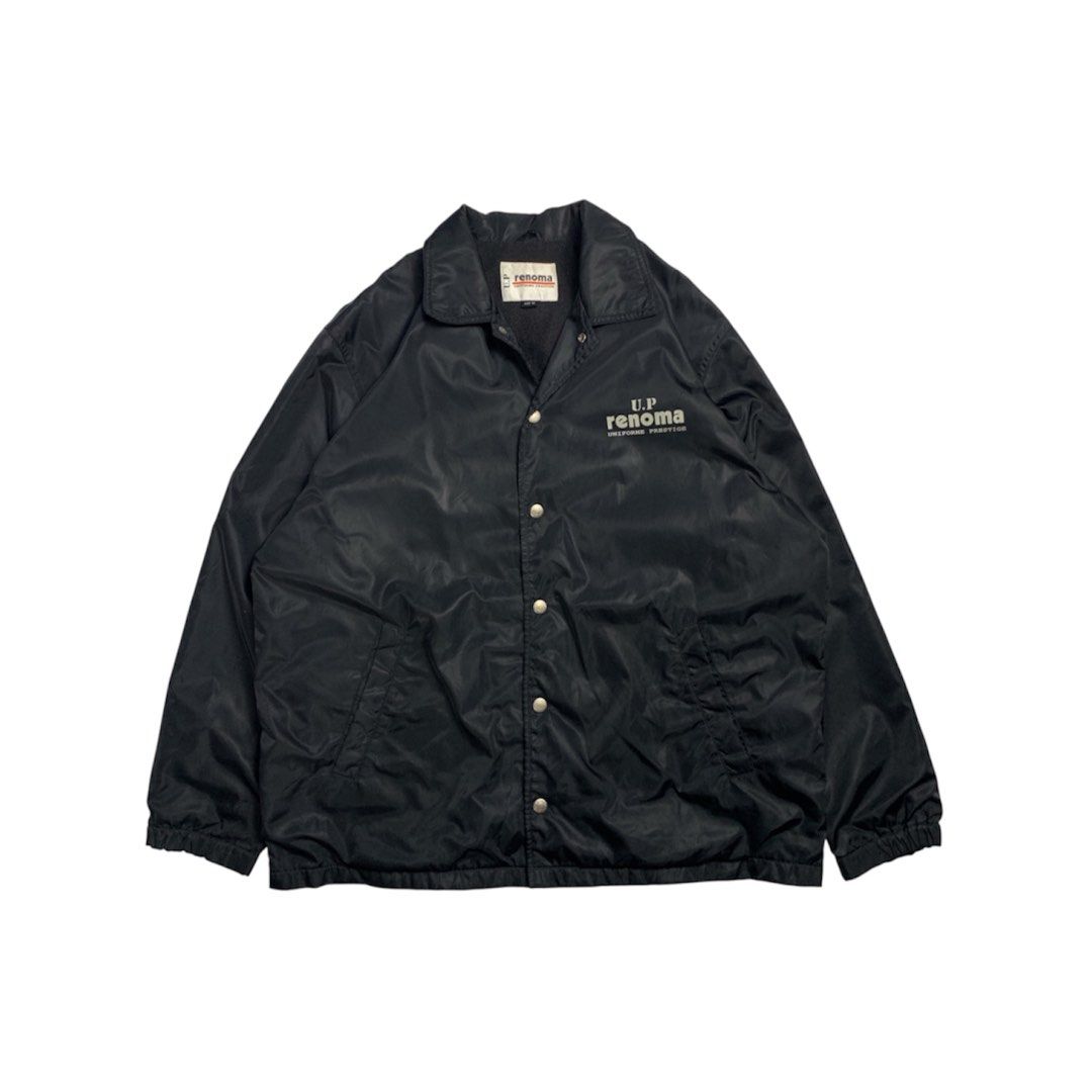 Vintage U.P Renoma Coach Jacket (Category: Coats, Jackets and Outerwear) located in Baguio. Submitted by been.aged_ph (Listing ID 1460457810, Image 2). Description: 𝚂𝚒𝚣𝚎: fits up to XL 𝙳𝚒𝚖𝚎𝚗𝚜𝚒𝚘𝚗𝚜: 24.5 x 29 𝙲𝚘𝚗𝚍𝚒𝚝𝚒𝚘𝚗: Excellent 𝙸𝚜𝚜𝚞𝚎: needs wash Model Height: 5' 7" .