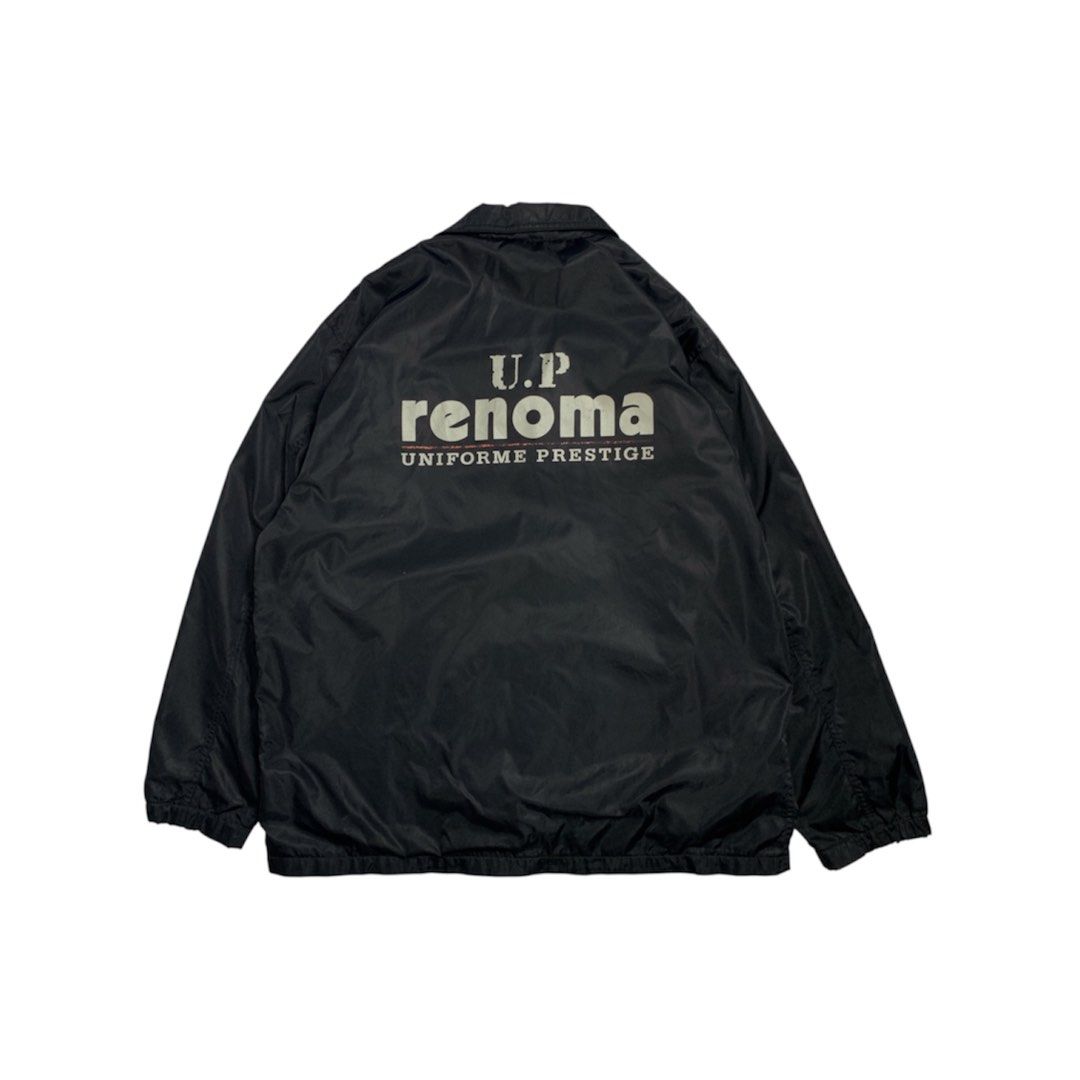 Vintage U.P Renoma Coach Jacket (Category: Coats, Jackets and Outerwear) located in Baguio. Submitted by been.aged_ph (Listing ID 1460457810, Image 1). Description: 𝚂𝚒𝚣𝚎: fits up to XL 𝙳𝚒𝚖𝚎𝚗𝚜𝚒𝚘𝚗𝚜: 24.5 x 29 𝙲𝚘𝚗𝚍𝚒𝚝𝚒𝚘𝚗: Excellent 𝙸𝚜𝚜𝚞𝚎: needs wash Model Height: 5' 7" .