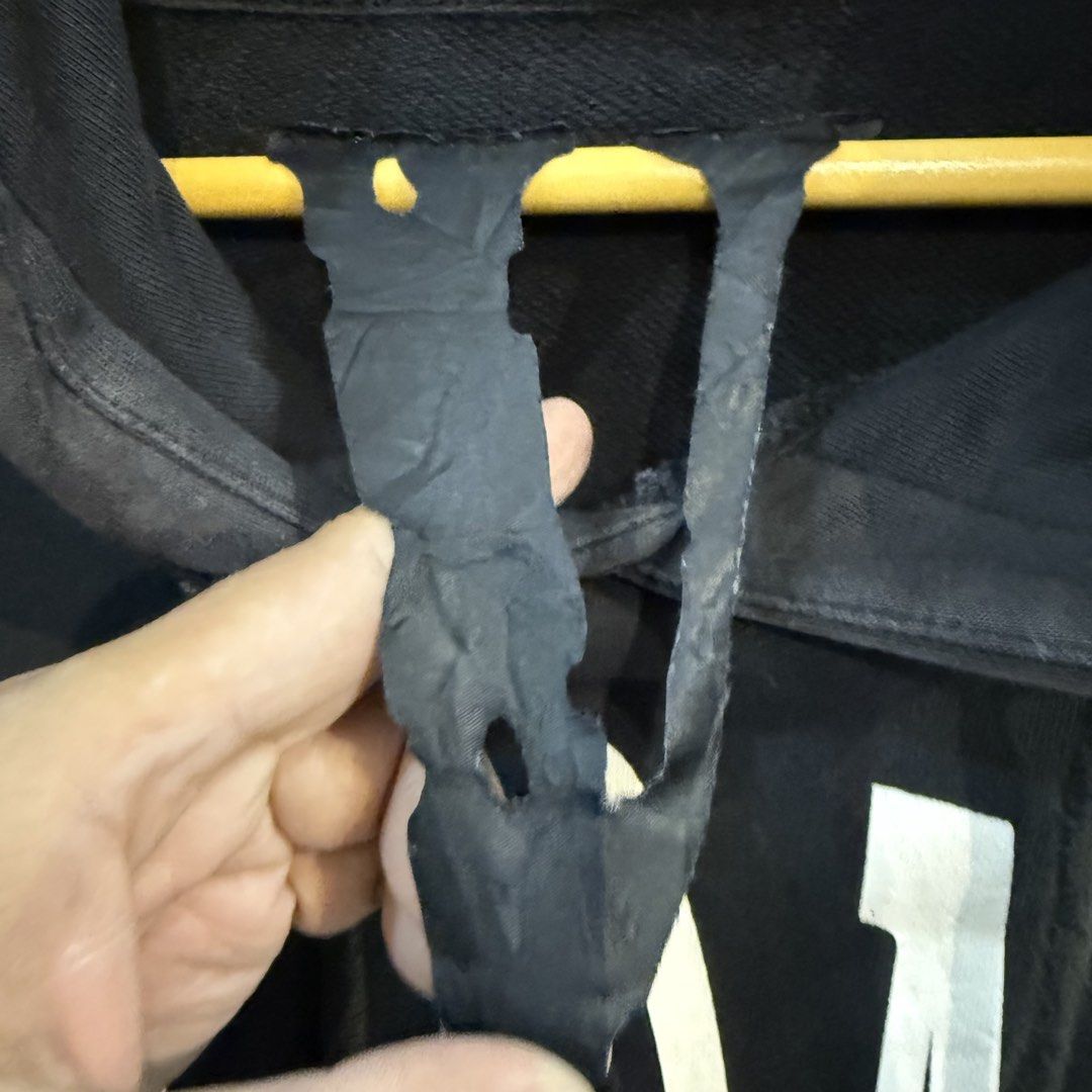 VLONE Black Hoodie (Category: Hoodies) located in Manila. Submitted by carbungcoalex (Listing ID 1460491348, Image 3). Description: VLONE BLACK HOODIE ( blue print) 24 by 27 Good Condition Complete tags 1500 CLAIM.