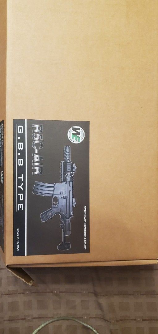WE R5C-AIR G.B.B Type Airsoft Gun (Category: Action & Battle Toys) located in Marikina City. Submitted by brightlion.8fc40a (Listing ID 1460422069, Image 1). Description: RUSHED SALE! -WE R5C-AIR G.B.B. Airsoft Gun - For Sale collector's item - Gas Blowback (G.B.B.) model - Ideal for airsoft games - Color Black with scope and right dot - Sold as is; please check photos for condition - with pellets and airsoft gas canister *Negotiable!.