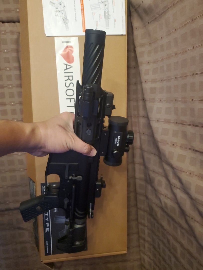 WE R5C-AIR G.B.B Type Airsoft Gun (Category: Action & Battle Toys) located in Marikina City. Submitted by brightlion.8fc40a (Listing ID 1460422069, Image 3). Description: RUSHED SALE! -WE R5C-AIR G.B.B. Airsoft Gun - For Sale collector's item - Gas Blowback (G.B.B.) model - Ideal for airsoft games - Color Black with scope and right dot - Sold as is; please check photos for condition - with pellets and airsoft gas canister *Negotiable!.