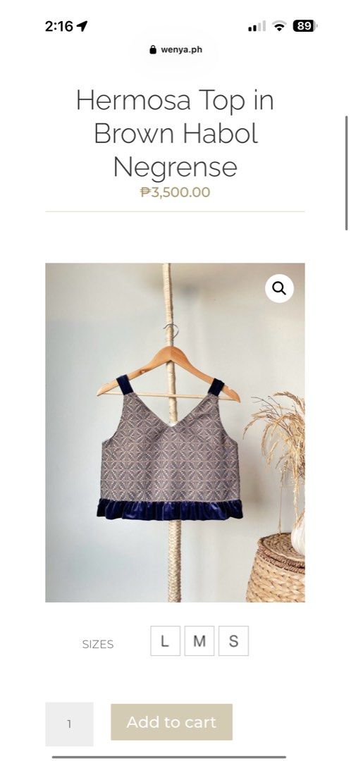 Wenya Hermosa Top (Category: Blouses) located in Marikina City. Submitted by nicasandoval (Listing ID 1460366202, Image 3). Description: used once only original price - 3,500.