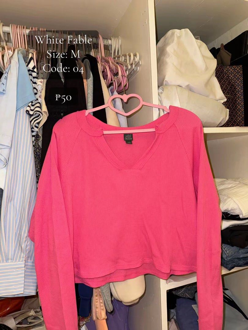 White Fable pink long sleeves (Category: Longsleeves) located in Marikina City. Submitted by ishascloset (Listing ID 1460506350, Image 1). Description: - Bought in the U.S - Like new condition (used 2-3 times only) - Cropped.