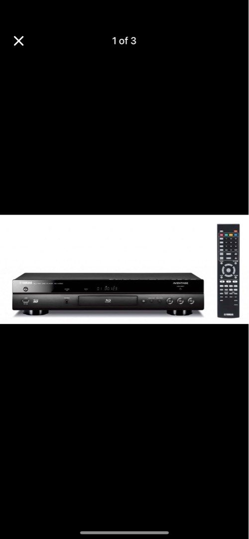Yamaha BD-A1060 Aventage Blu-ray Disc Player (Category: Blu-Ray & Media Players) located in Davao. Submitted by shlenscloset0900 (Listing ID 1460328808, Image 1). Description: - Yamaha BD-A1060 Aventage Blu-ray Disc Player - Plays Blu-ray, DVD, and CD discs - Supports 3D, DVD Audio, DSD, Miracast, and WiFi - Includes remote control - Ideal for enhancing your home theater experience Supports SACD discs plus file formats such as MP3, WMA, AAC, WAV,