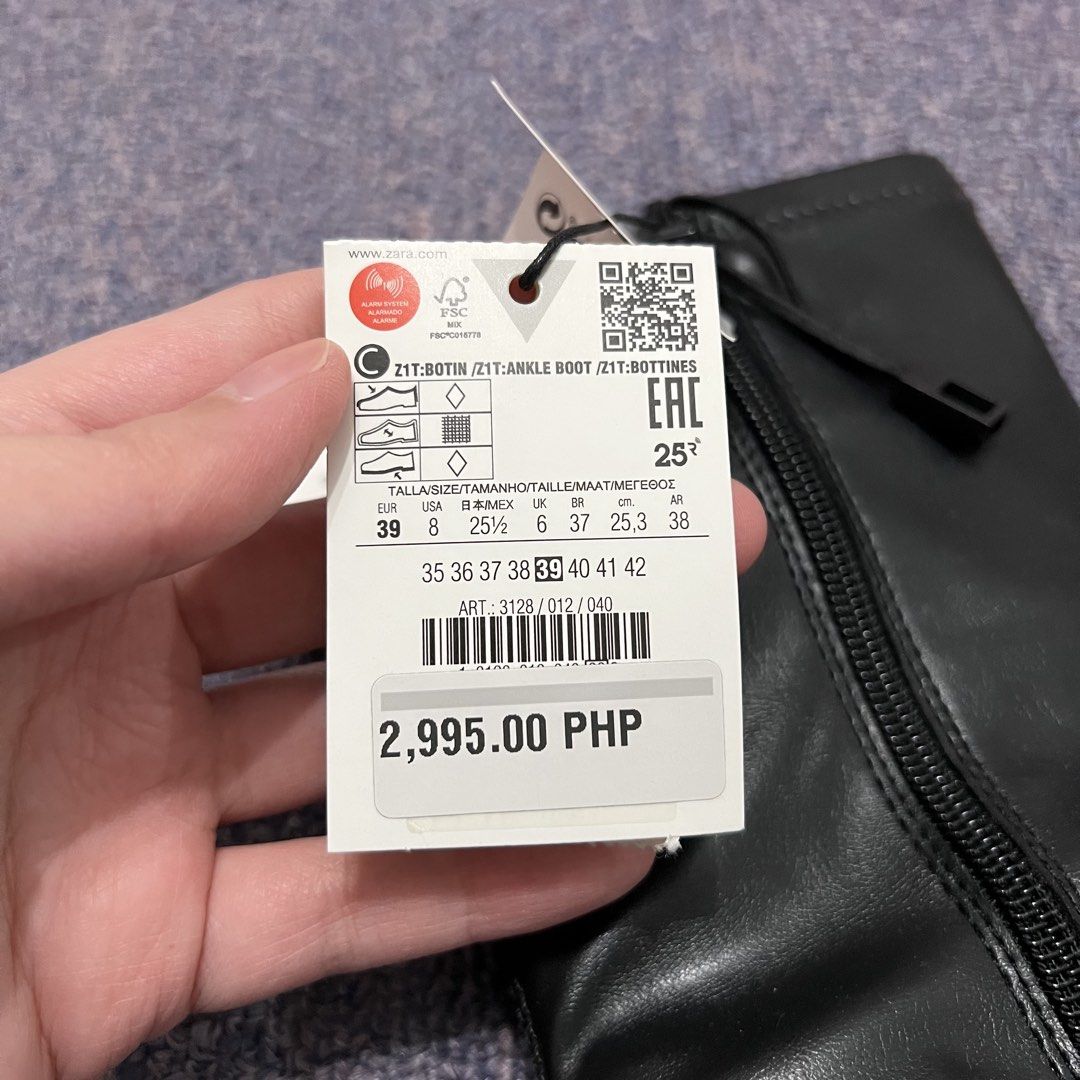Zara Leather Boots (Category: Boots) located in Las Pinas. Submitted by bangtanbey (Listing ID 1460434476, Image 3). Description: BRAND NEW WITH TAG (bought from Zara online app) ORIGINAL PRICE: 2995.00 Never worn, never used RFS: impulse buy.