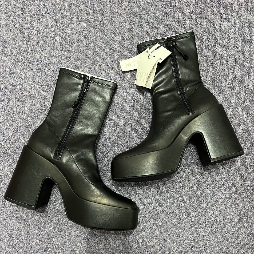 Zara Leather Boots (Category: Boots) located in Las Pinas. Submitted by bangtanbey (Listing ID 1460434476, Image 1). Description: BRAND NEW WITH TAG (bought from Zara online app) ORIGINAL PRICE: 2995.00 Never worn, never used RFS: impulse buy.
