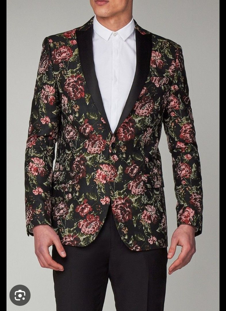 Zara man jacquard floral blazer (Category: Coats, Jackets and Outerwear) located in Manila. Submitted by PrinceDani.Clothing (Listing ID 1460442310, Image 1). Description: zara man jacquard floral blazer small to medium fit 20in width 27in length 17in shoulder excellent condition .
