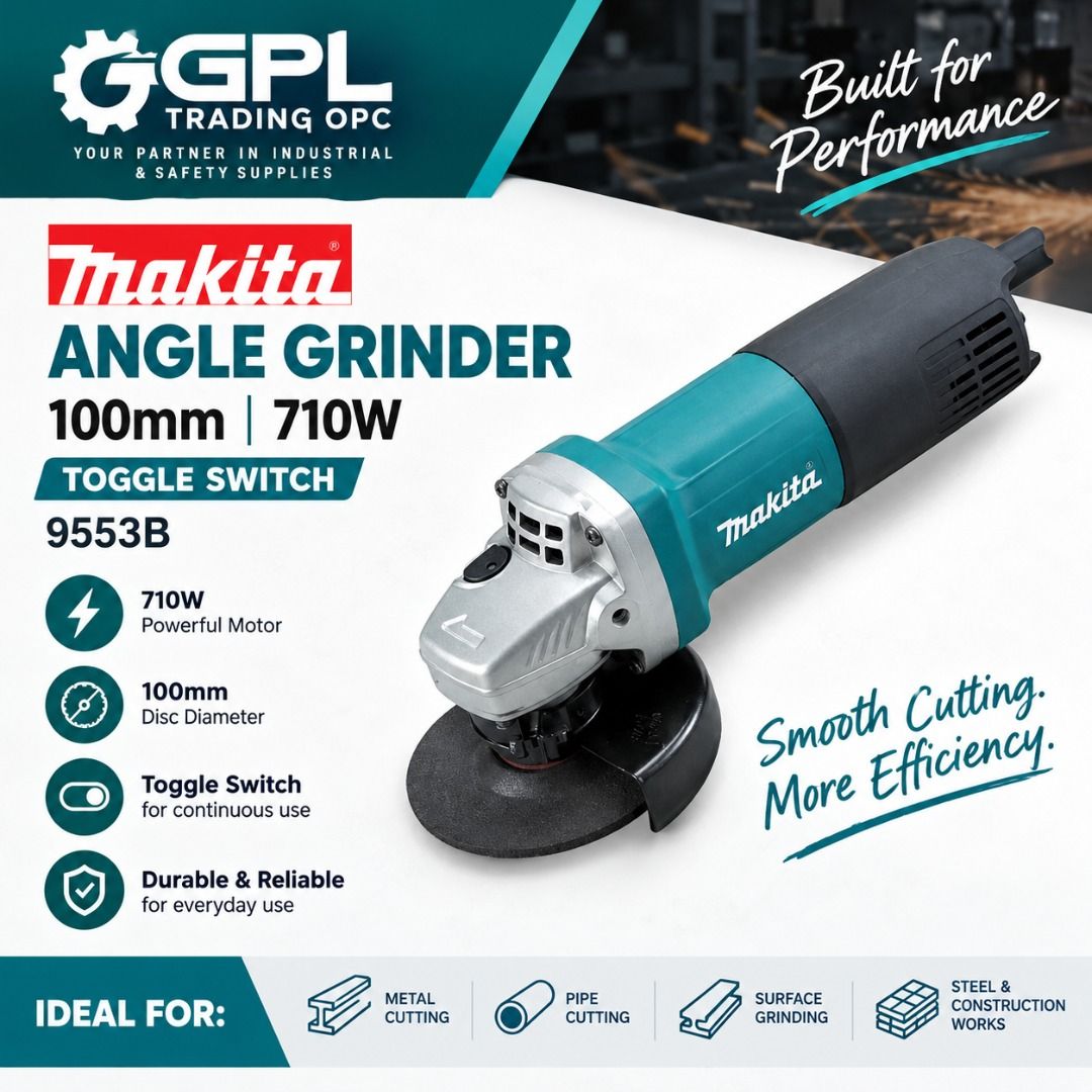 100mm Angle Grinder 710W, Toggle Switch 9553B (Category: Construction Tools & Equipment) located in Caloocan City. Submitted by gpl.jane (Listing ID 1460510855, Image 1). Description: 00mm (4″) • 1.5 – 1.9 kg (3.3 – 4.1 lbs.) • 710W Powerful 710 W motor delivers 11,000 RPM for high output power Compact design with small diameter barrel and lightweight for added comfort Protective zig-zag varnish seals the armature from dust and debris for longer 