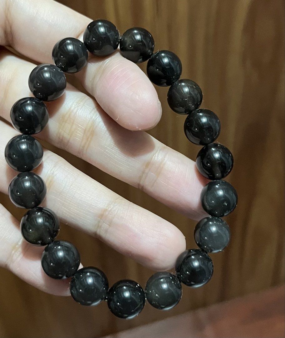 10mm black obsidian with silver sheens (Category: Bracelets) located in Quezon City. Submitted by coffeebeansforsale (Listing ID 1460617581, Image 3). Description: Never been used Note that stones are just reminders of intentions and not the true source. Have fun!.
