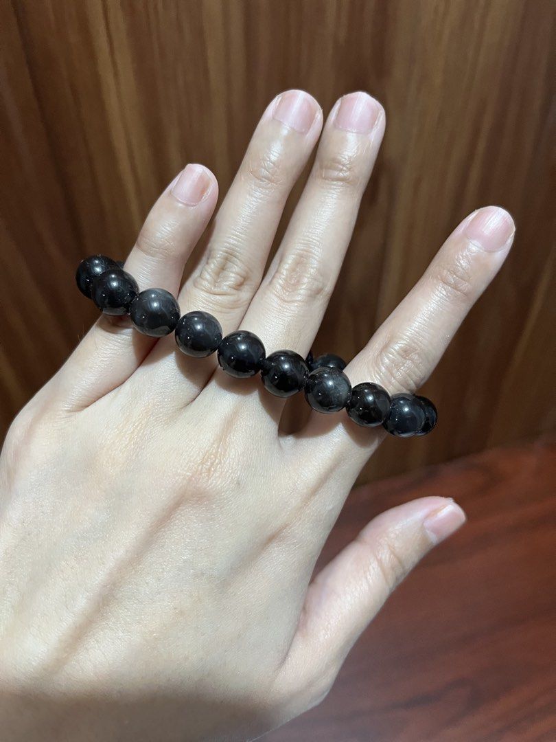 10mm black obsidian with silver sheens (Category: Bracelets) located in Quezon City. Submitted by coffeebeansforsale (Listing ID 1460617581, Image 2). Description: Never been used Note that stones are just reminders of intentions and not the true source. Have fun!.