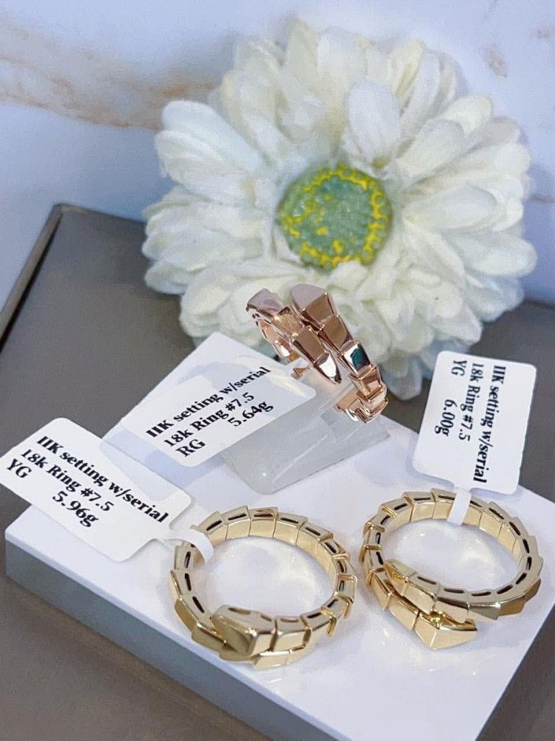 18k HongKong setting gold serpenti ring (Category: Rings) located in Manila. Submitted by bhelgoldseller2ndaccount (Listing ID 1460669048, Image 1). Description: New!!✨New!!✨New!! 18k HongKong setting Gold 9500/g 💯pawnable/naisasanla 💯with high appraisal rate 💯good investment 💯Direct supplier price 👉OPEN for resellers 🌺please take time to evaluate their actual sizes and grams 👉Best panggift for all occasions ✅ Sold per grams not per piece 