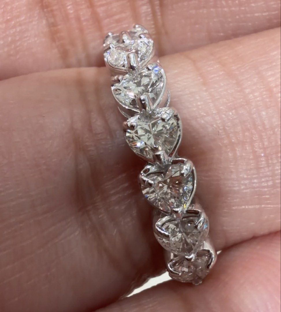 18K White Gold Half Eternity Heart Diamond Ring (Category: Rings) located in Las Pinas. Submitted by houseofgems0 (Listing ID 1460539209, Image 3). Description: 18K White Gold Half Eternity Heart Diamond Ring Details: - 18K White Gold | 2.6 grams - Size: 6 - 7 heart-shaped natural diamonds - Total Carat Weight: 1ct - PRICE: ₱52,000 💎 All items are 100% AUTHENTIC/PAWNABLE. 💎 LAYAWAY AVAILABLE Send us a message to inquire..