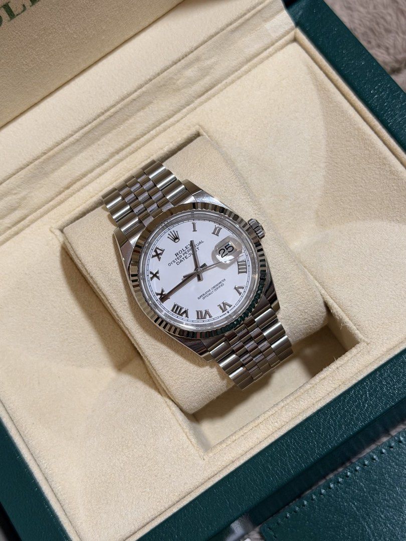 2019 Rolex Datejust 36mm (Category: Luxury Watches) located in Santa Rosa. Submitted by fourthhourtimepieces (Listing ID 1460553673, Image 1). Description: ⌚ ROLEX DATEJUST 36 Ref. 126234 36mm White Roman Dial Fluted Bezel Jubilee Bracelet Automatic Movement Complete Set Excellent Condition ✨ A timeless configuration with the classic White Roman dial, fluted bezel, and Jubilee bracelet. Clean, elegant, and effortlessly wearable for any occasion. 