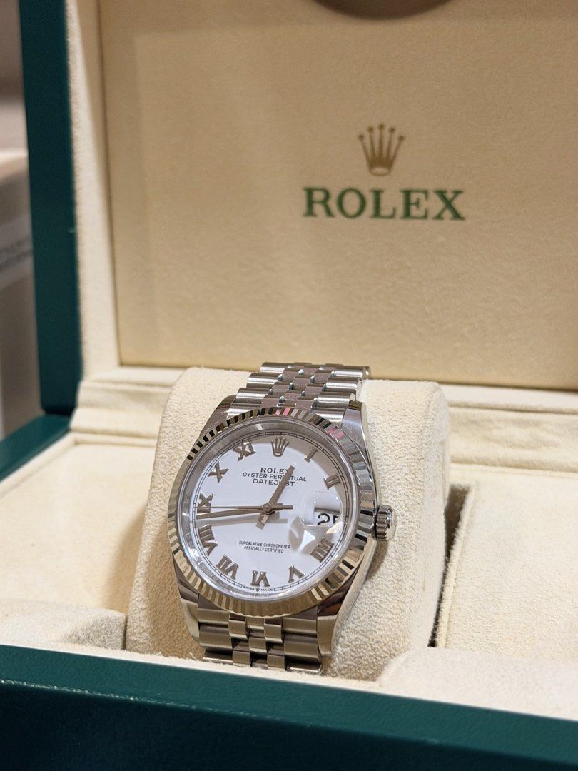2019 Rolex Datejust 36mm (Category: Luxury Watches) located in Santa Rosa. Submitted by fourthhourtimepieces (Listing ID 1460553673, Image 3). Description: ⌚ ROLEX DATEJUST 36 Ref. 126234 36mm White Roman Dial Fluted Bezel Jubilee Bracelet Automatic Movement Complete Set Excellent Condition ✨ A timeless configuration with the classic White Roman dial, fluted bezel, and Jubilee bracelet. Clean, elegant, and effortlessly wearable for any occasion. 