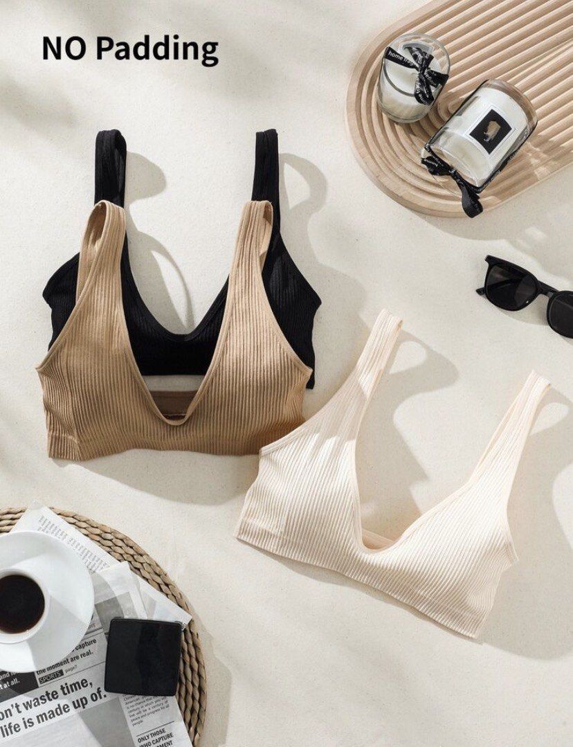 3 pcs Solid Rib Knit Bralette (Category: Undergarments & Loungewear) located in Muntinlupa City. Submitted by thebzashop (Listing ID 1460707875, Image 1). Description: RFS : never used, sinukat lang. Hindi kasya sakin. ✨ NEW ORDER DETAILS & SHOP POLICY ✨ 🚚 MOD (Mode of Delivery): • J&T (Nationwide) • Lalamove (COD available) • Self pick-up • Self-book • Meet-ups (SM BF Paranaque – selected only) 📌 Notes: • Not responsible for courier delays • P