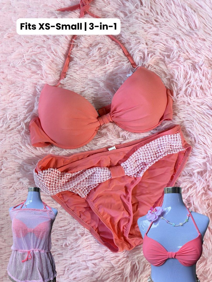 3-in-1 Bikini Set Fits XS-Small (Category: Bikinis & Swimsuits) located in Manila. Submitted by ki_leya (Listing ID 1460629845, Image 1). Description: Brand new with pouch ₱150 📍cubao 🚚 jnt, lalamove, pick-up.