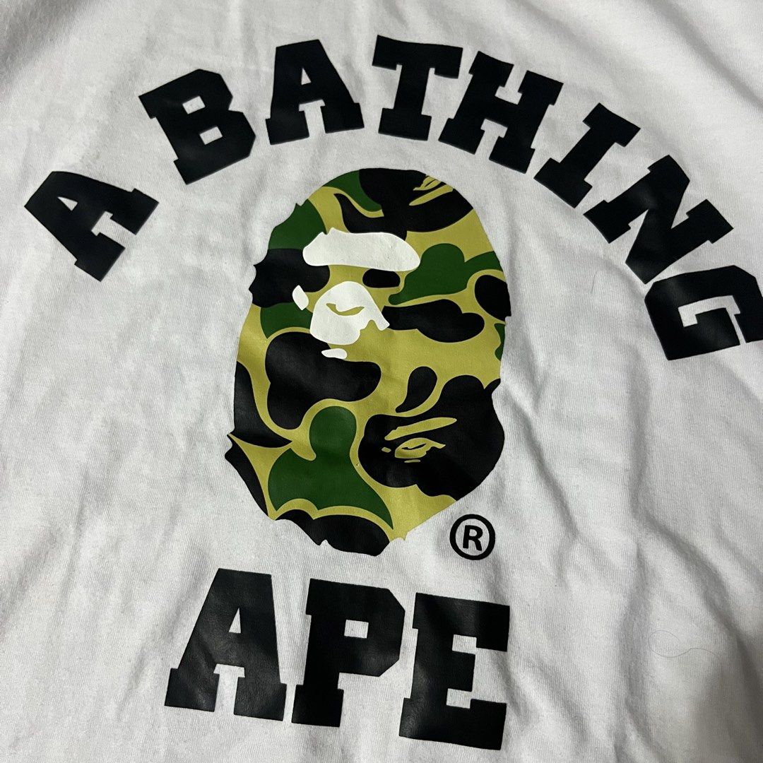 A bathing ape college logo (Category: Formal Shirts) located in Quezon City. Submitted by thriftshop_treasure (Listing ID 1460689028, Image 2). Description: 23x29.