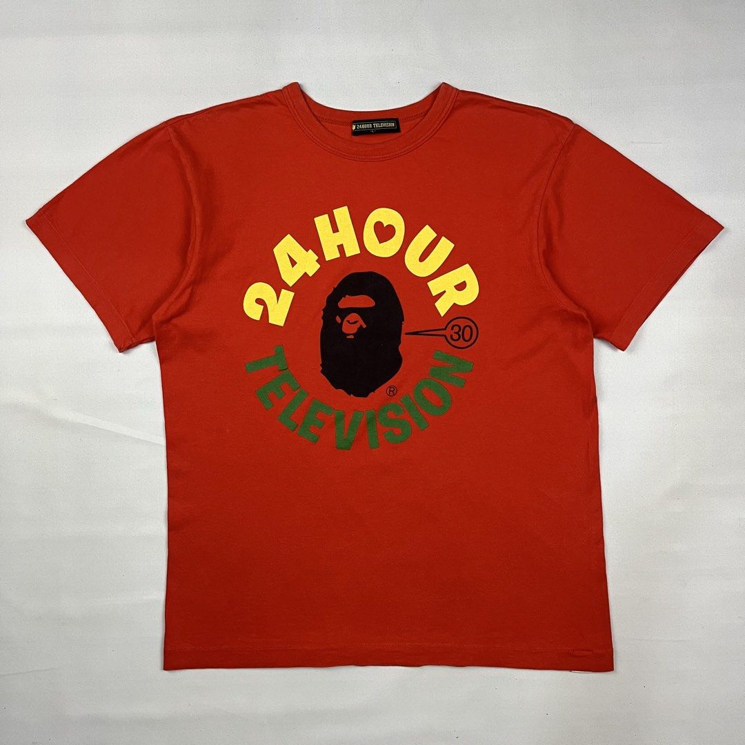 A Bathing Ape x 24 Hour Television Tee (Category: Tshirts & Polo Shirts ) located in Puerto Princesa. Submitted by paradise5300 (Listing ID 1460538540, Image 1). Description: A Bathing Ape x 24 Hour Television Tee Tagged Size: Large Dimensions Inches length: 26 Inches width: 19 Condition: Excellent Color rate: 10 Flaws: None 1,399 shipping fee is not yet included. .