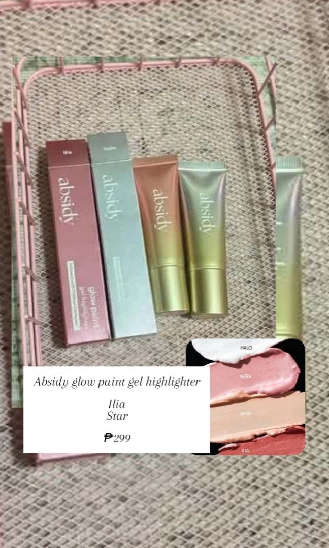 Absidy glow paint gel highlighter (Category: Makeup) located in Quezon City. Submitted by princess_bustillo29 (Listing ID 1460556389, Image 1). Description: Absidy glow paint gel highlighter Ilia Star ₱299.