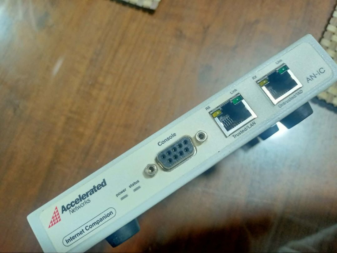 Accelerated Networks Internet Companion (Model AN-IC) (Category: Networking) located in Mandaluyong City. Submitted by adriandelacruz3840 (Listing ID 1460528776, Image 3). Description: - Brand: Accelerated Networks - Model: Internet Companion (AN-IC) - Features: Console port, Trusted/LAN Ethernet port, Untrusted/WAN Ethernet port - Condition: Good, as shown in images - Ideal for network setup or as a spare part.