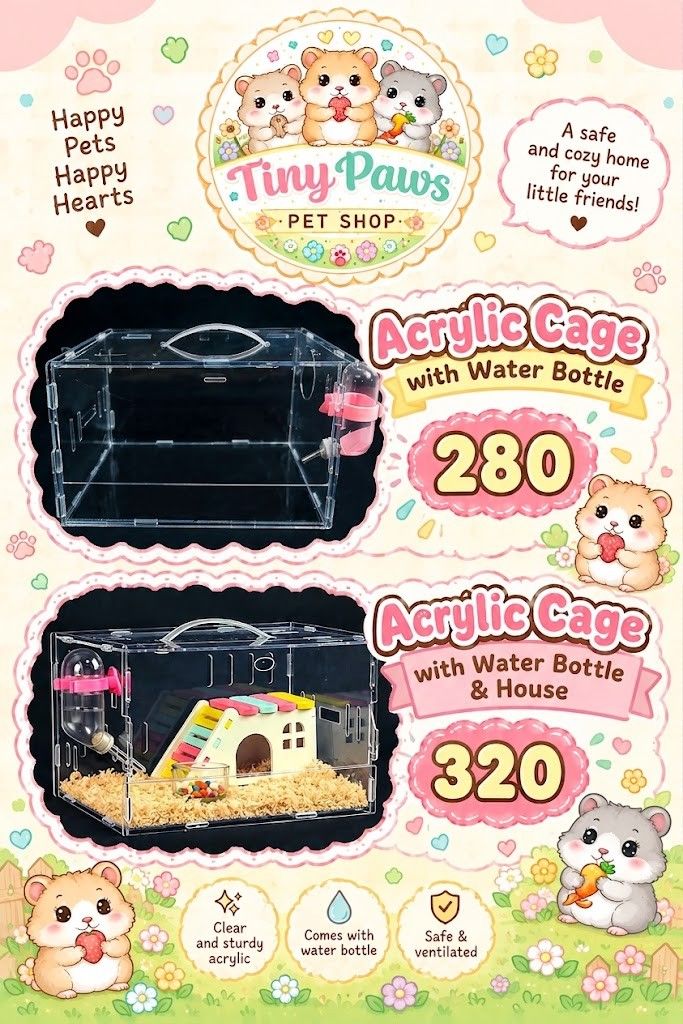Acrylic cage with water bottle (Category: Homes & Other Pet Accessories) located in Manila. Submitted by prelovedlittles (Listing ID 1460422613, Image 1). Description: 👉 FIXED PRICE, PASS SA TATAWAD! ❌ NO RESERVATION, UNLESS PAID! 📌 Batasan hills qc 📌 Landmark: (Our lady of fatima chapel) 🚘 Lalamove/j&t/pick-up 💸 GCASH PAYMENT ONLY, NO COD! ❌ PAYMENT FIRST FOR LALAMOVE AND J&T! 👉 Sf shouldered by buyer.