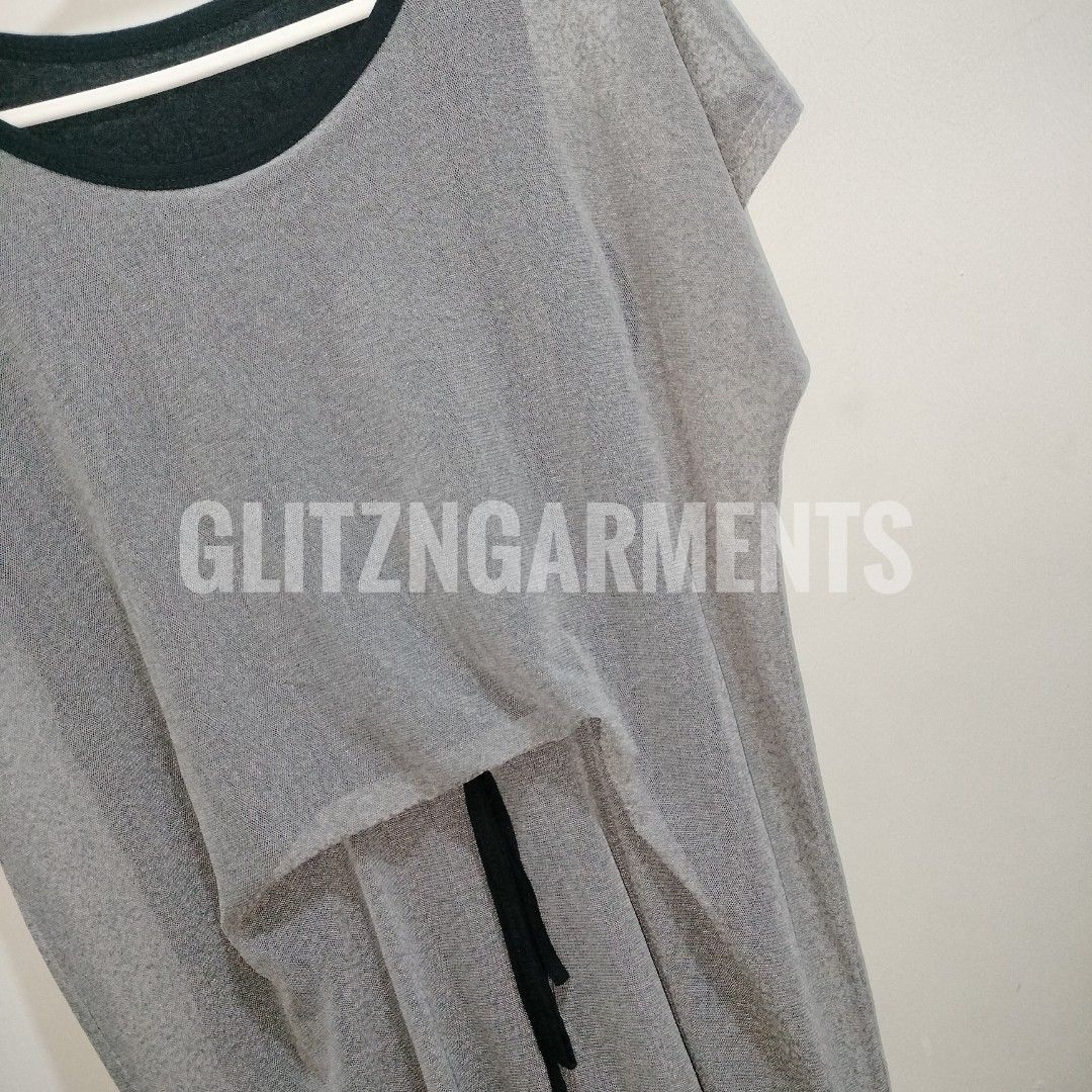 [ACUBI / GRUNGE] Layered-Effect Grey & Black Top with Front Drawstring | 21.5x28 (Category: Blouses) located in Angeles City. Submitted by glitzngarments (Listing ID 1460684204, Image 3). Description: Effortless Layered-Look Grey & Black Utility Top 🩶🖤✨ An easy, throw-on-and-go piece that instantly nails the relaxed Acubi and casual grunge aesthetic! Features a clever faux-layered design with a built-in black inner sleeveless layer and an adjus