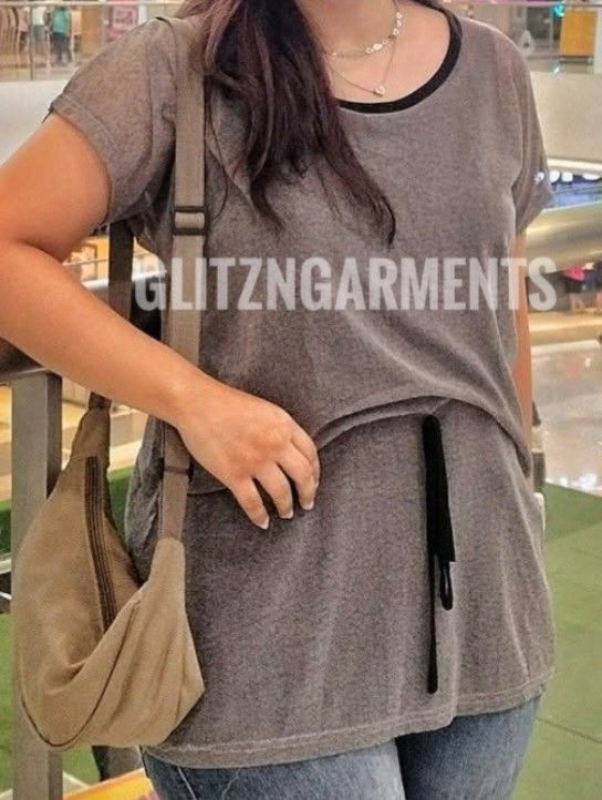 [ACUBI / GRUNGE] Layered-Effect Grey & Black Top with Front Drawstring | 21.5x28 (Category: Blouses) located in Angeles City. Submitted by glitzngarments (Listing ID 1460684204, Image 2). Description: Effortless Layered-Look Grey & Black Utility Top 🩶🖤✨ An easy, throw-on-and-go piece that instantly nails the relaxed Acubi and casual grunge aesthetic! Features a clever faux-layered design with a built-in black inner sleeveless layer and an adjus