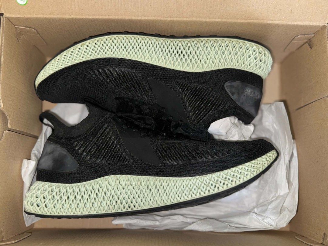 Adidas 4D Runnegade Black Sneakers (Category: Sneakers) located in Manila. Submitted by fiercehawk-c2c89e (Listing ID 1460558568, Image 2). Description: Adidas Alpheadge 4D Core Black, used once, with OG Box Size US 10.5.