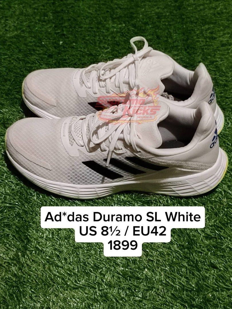 adidas duramo SL white (Category: Sneakers) located in Pasig City. Submitted by psg2019 (Listing ID 1460589886, Image 1). Description: us 8.5 excellent condition no issue no box pair only 1899 jnt/lalamove .