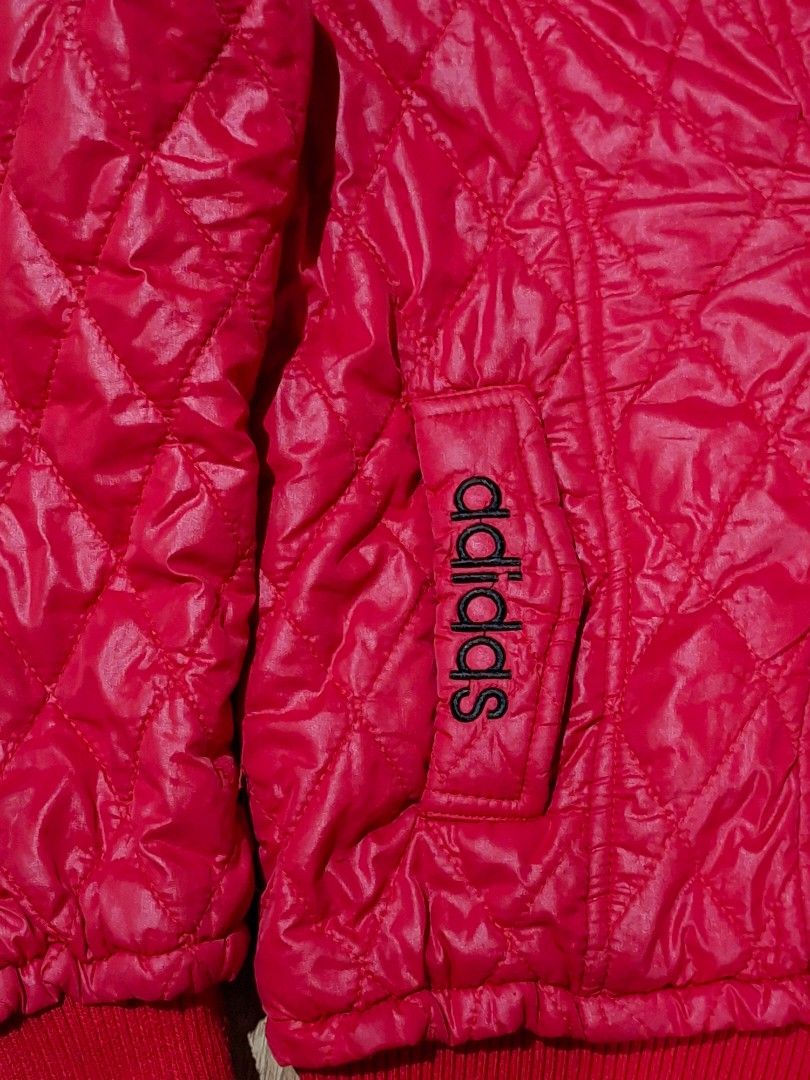 Adidas quilted puffer hoodie jacket (Category: Coats, Jackets and Outerwear) located in Masinloc. Submitted by juancarlob98860 (Listing ID 1460669798, Image 3). Description: Vintage Adidas quilted puffer hoodie jacket Size on Tag: Medium Dimes:19×22.5 Color Rate: 9/10 Condition:9/10.