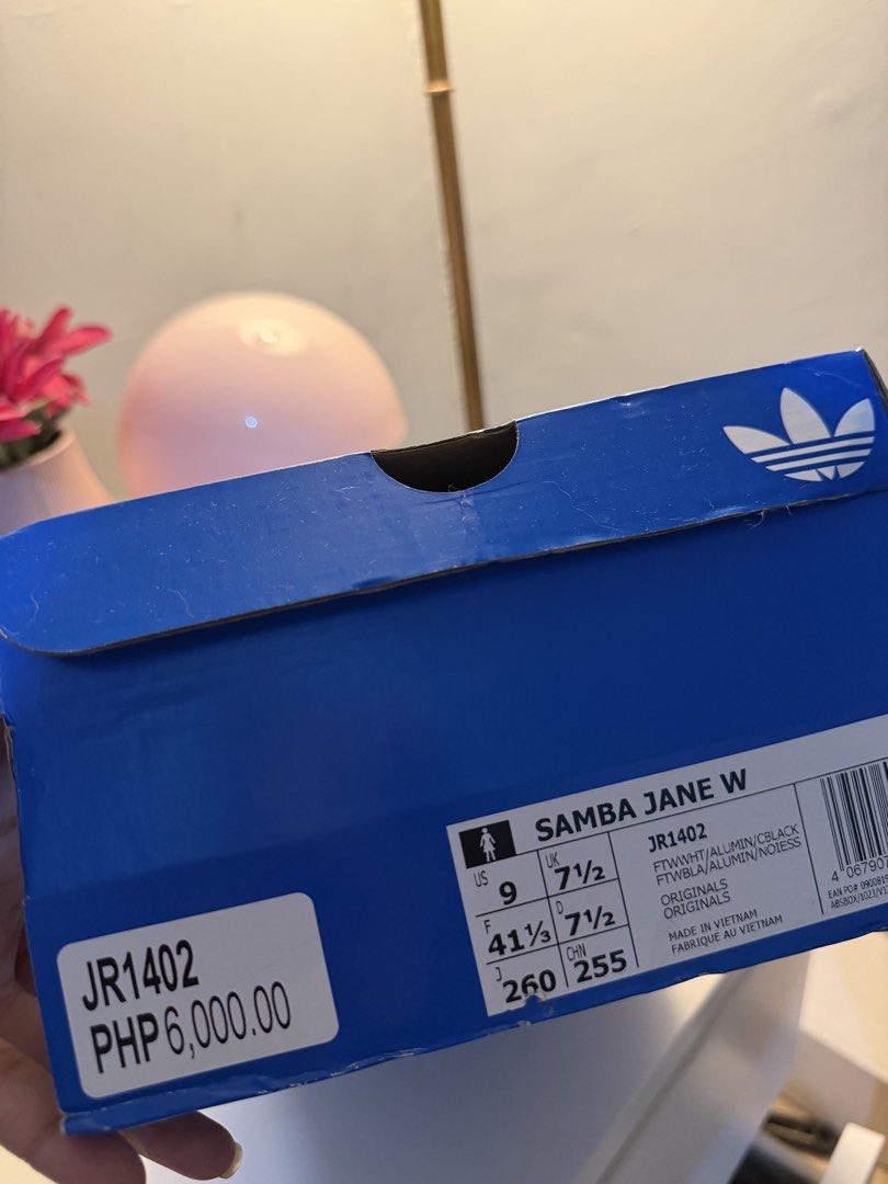 Adidas Samba Jane (Category: Sneakers) located in Manila. Submitted by lenaraedeech (Listing ID 1460626006, Image 2). Description: - Adidas Samba Jane W - Size: 9 US Women's - Condition: Comes with Original Box Orig price: ₱6,000 Selling price: ₱4960.
