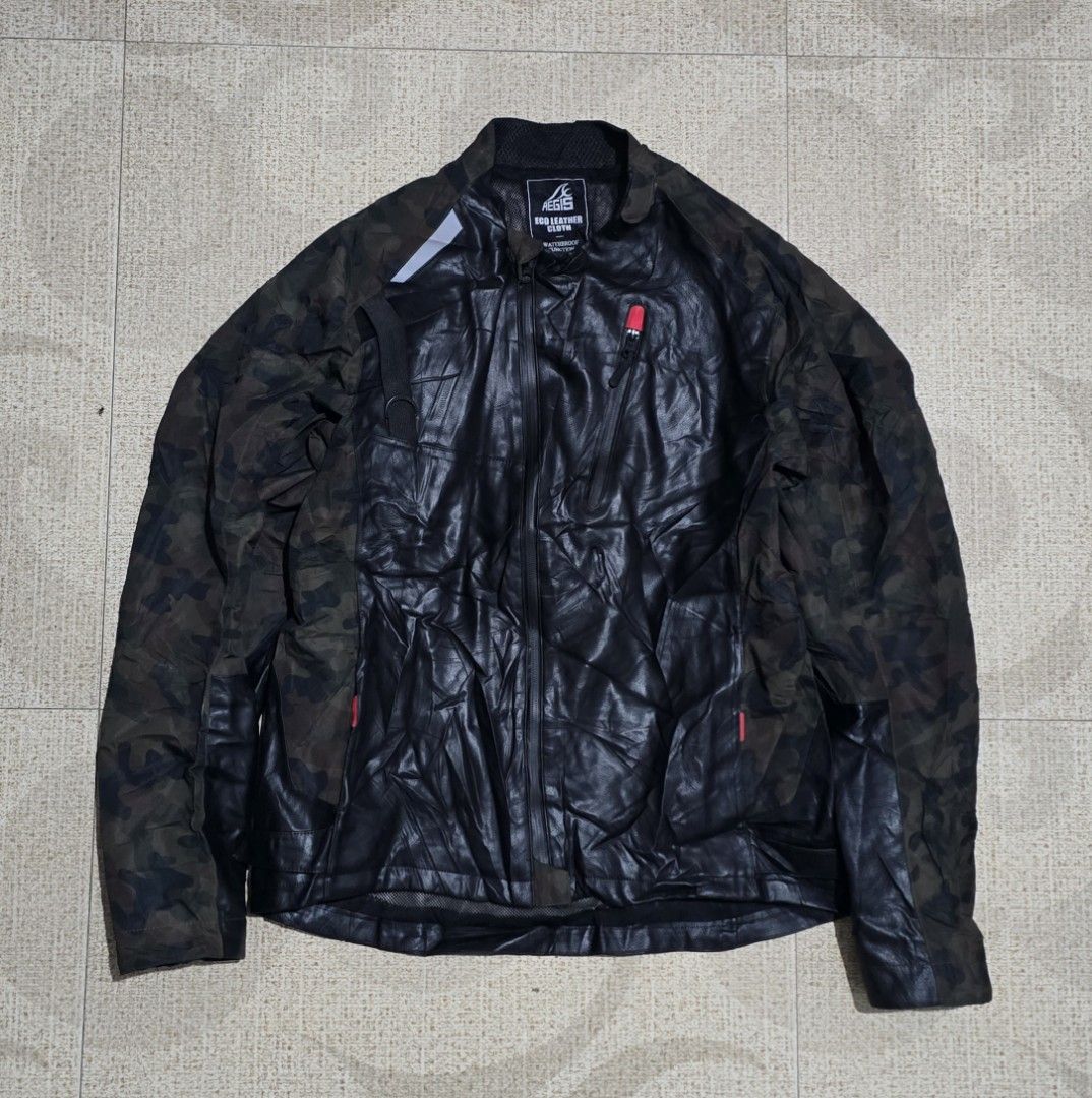 Aegis eco leather watherproof camo riding jacket (Category: Coats, Jackets and Outerwear) located in El Nido. Submitted by marco.tandoc (Listing ID 1460564273, Image 1). Description: size: Large width: 21 length: 27 no issue.
