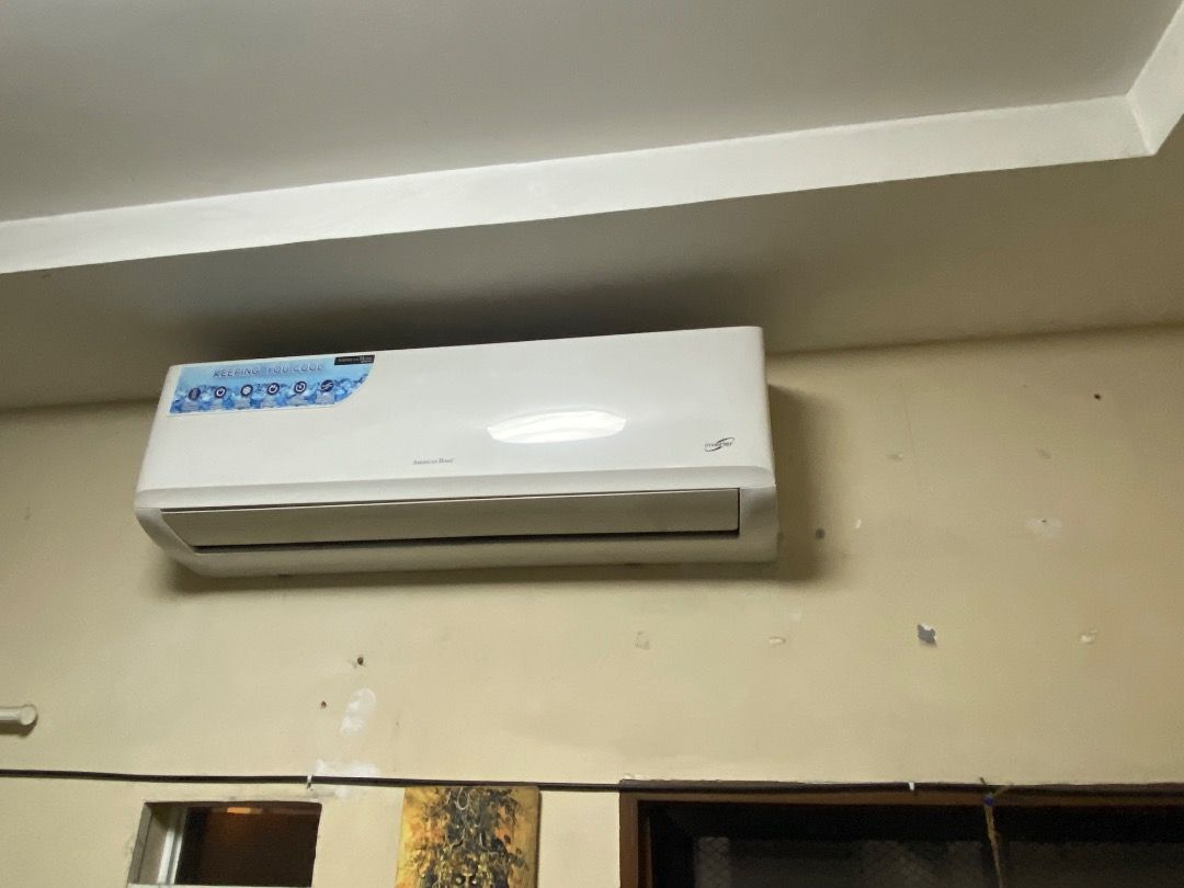 American Home Split Type 2HP Air Conditioner (Category: Air Conditioning and Heating) located in Caloocan City. Submitted by cocolb (Listing ID 1460668665, Image 1). Description: - American Home Split Type Air Conditioner 2HP - Complete set: Indoor unit, Outdoor unit, and Remote Control - Bought in 2022 and used a few times a year in our living/room kitchen of 40+ square meters.