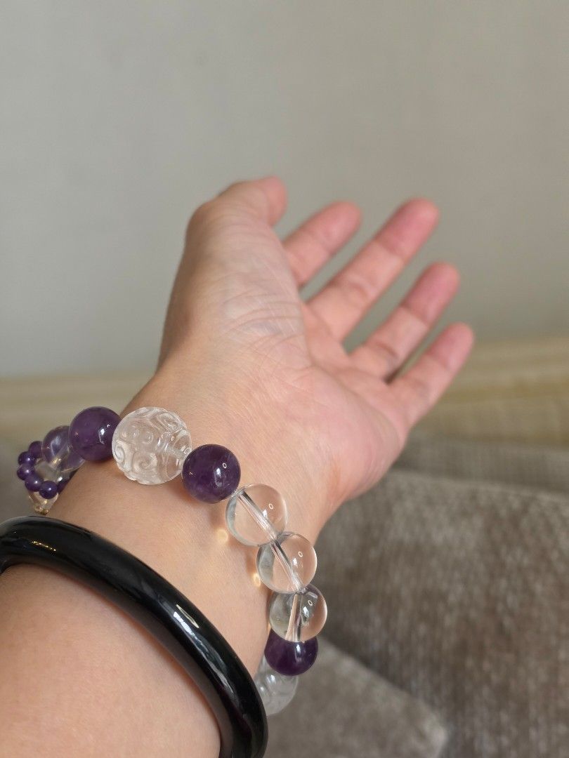 Amethyst pixui bracelet (Category: Bracelets) located in Manila. Submitted by cavalierdolls (Listing ID 1460544817, Image 2). Description: Diy amethyst pixui, clear quartz and amethyst beads and lucky turn..