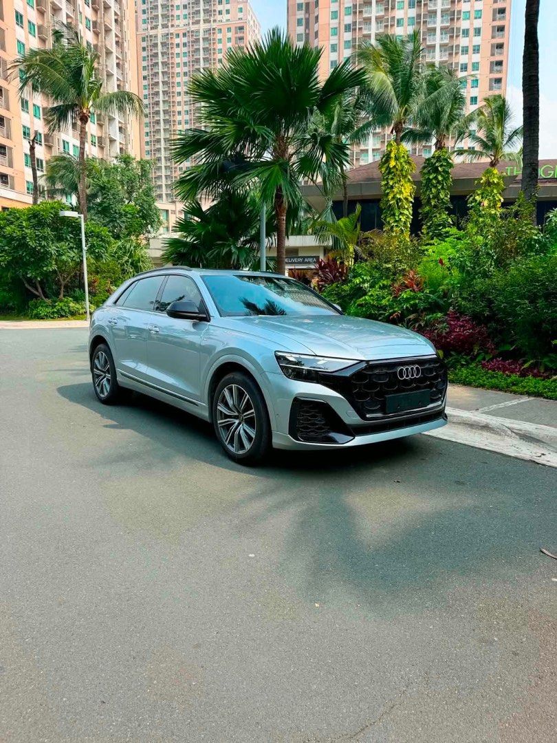 Audi Q8 Quattro (Hybrid) Auto (Category: Used Cars) located in Manila. Submitted by quality_cars (Listing ID 1460623915, Image 1). Description: 2026 acq Audi Q8 Quattro (Hybrid) Price: 5.498m (Negotiable) Aka “Baby Lamborghini Urus” No coding since hybrid Local PGA cars (green plates) Brandnew condition 1k mileage only 3.0L V6 turbo, Hybrid, Quattro AWD Almost 400hp Ceramic coated Panoramic sunroof Power curtains Brown leather seats with massage 