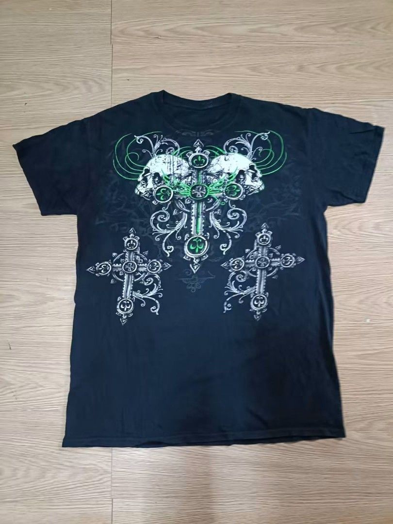 AUTHENTIC CROSS SKULL GRUNGE AFFLICTION STYLE SHIRT (Category: Tshirts & Polo Shirts ) located in Arayat. Submitted by angels_closet247 (Listing ID 1460660840, Image 2). Description: Actual size using inches Armpit to Armpit/20.5 Lenght/28.5 fittings is Large Excellent Condition, Issue:0 Message if you have any other question about sizing. We do shipping nation wide I'm also open for video call so that you can see the item you 're interested to b