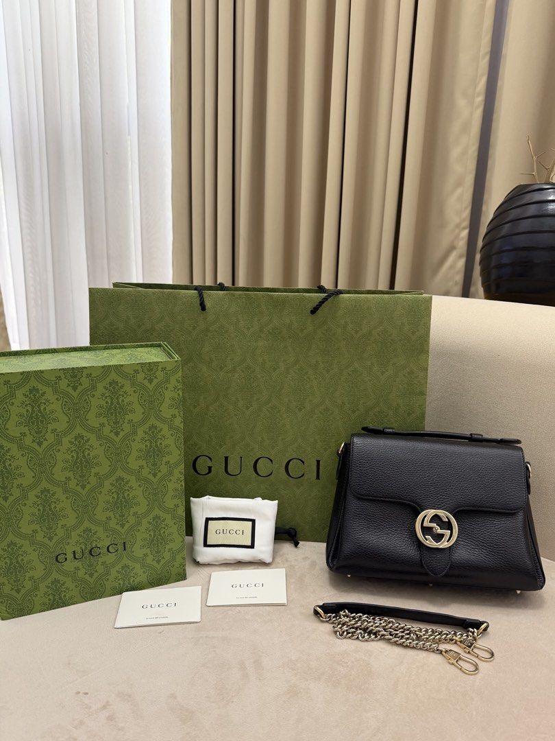 Authentic Gucci Interlocking Top Handle (Category: Luxury Bags & Wallets) located in Manila. Submitted by maria_2326 (Listing ID 1460545121, Image 1). Description: Gucci Interlocking Top Handle Black Guarantee Authentic Complete Inclusions Paper bag, box, dust bag, booklet and chain sling No lowballing! Location: Manila/QC.