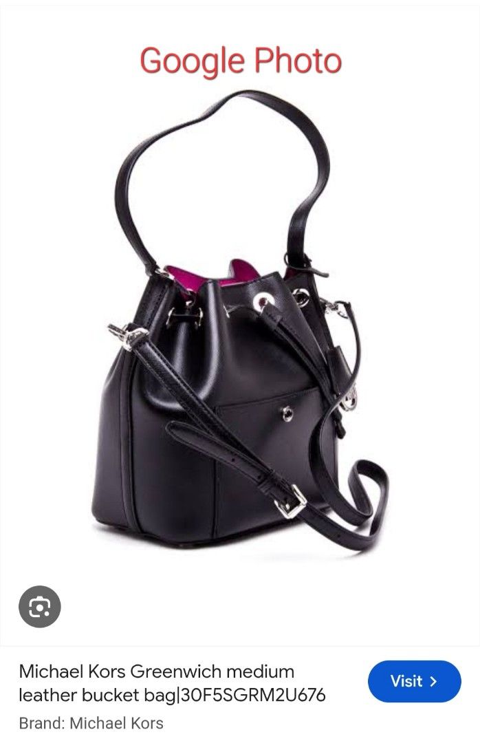 Authentic Michael Kors MK Greenwhich Medium Leather Bucket (Category: Cross-body Bags) located in Malolos. Submitted by maryanndeclutter (Listing ID 1460664576, Image 1). Description: Guranteed Authentic no flaws just sign of usage.