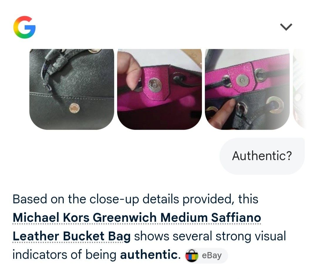Authentic Michael Kors MK Greenwhich Medium Leather Bucket (Category: Cross-body Bags) located in Malolos. Submitted by maryanndeclutter (Listing ID 1460664576, Image 3). Description: Guranteed Authentic no flaws just sign of usage.