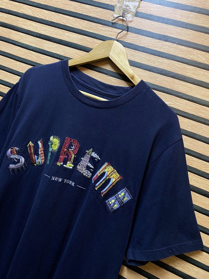 AUTHENTIC SUPREME City Arc Tee from the Spring/Summer 2019 collection (Category: Tshirts & Polo Shirts ) located in Makati City. Submitted by drip.poww (Listing ID 1460544276, Image 2). Description: - Authentic Supreme - Color: Navy Blue - Size: xl - Dimes: 25x31 - Authentic - Excellent condition - Need wash, fresh from bale - Material: 100% Cotton Please don’t expect too much—these are thrifted (ukay) items. 😊 !!STILL NEGOTIABLE!!.
